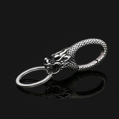 Delicate Antique Silver Dragon Head Keychain - Anqtique Silver - image 0