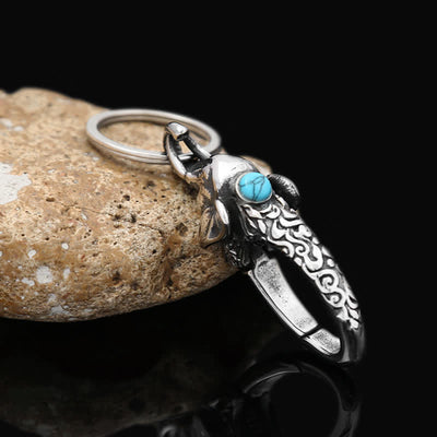 Elephant Head Keychain With Turquoise Stone - image 3