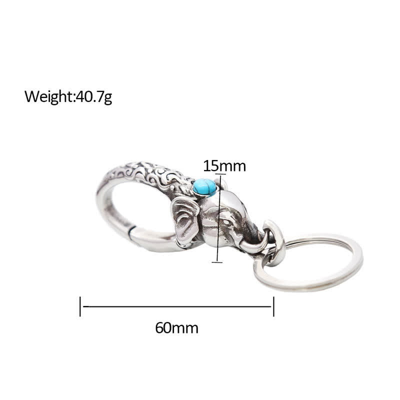 Elephant Head Keychain With Turquoise Stone - image 5