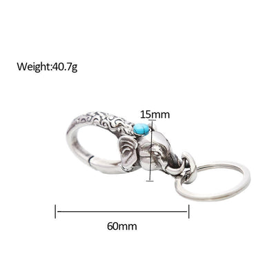 Elephant Head Keychain With Turquoise Stone - image 5