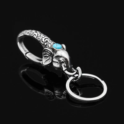 Elephant Head Keychain With Turquoise Stone - image 4