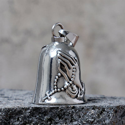 Vintage Praying Hands Cross Bell Keychain Accessory - image 2