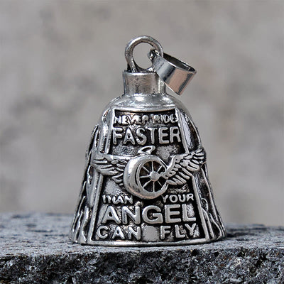Angel Wing Wheel Lucky Bell Keychain For Riding - Silver - Pendant - image 1