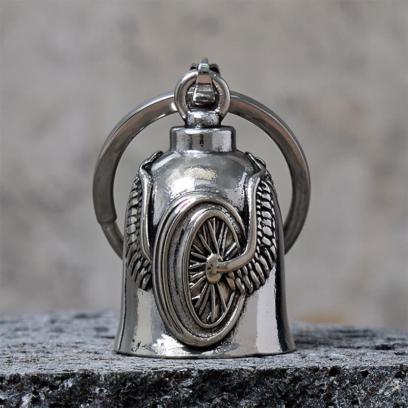 Vintage Motorcycle Tire Wing Bell Keychain - Keychain - image 0