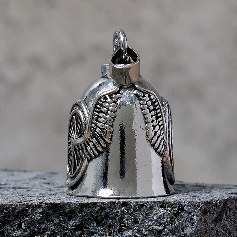 Vintage Motorcycle Tire Wing Bell Keychain - image 2