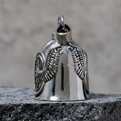 Vintage Motorcycle Tire Wing Bell Keychain - image 2