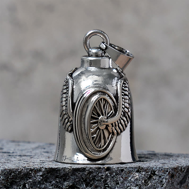 Vintage Motorcycle Tire Wing Bell Keychain - Pendant - image 1