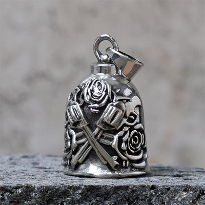 Double Guns And Roses Bell Keychain For Riding - image 4