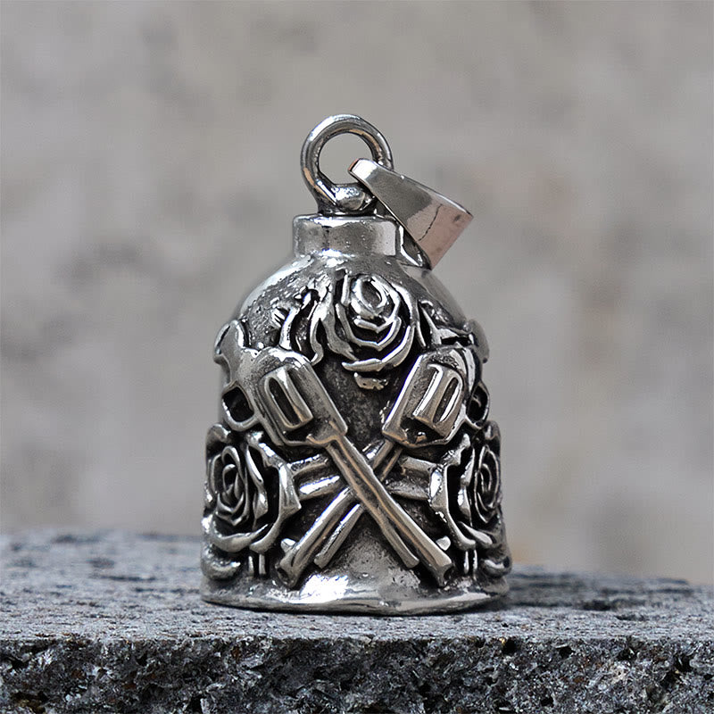 Double Guns And Roses Bell Keychain For Riding - Pendant - image 2