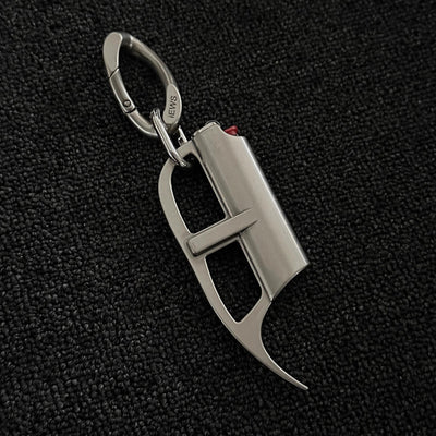 Vintage Punk Matte Alloy Keychain Lighter Case - Keychain - image 1