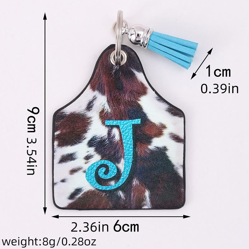 Western Cow Letter Print Pendant Horseshoe Buckle Keychain - image 6