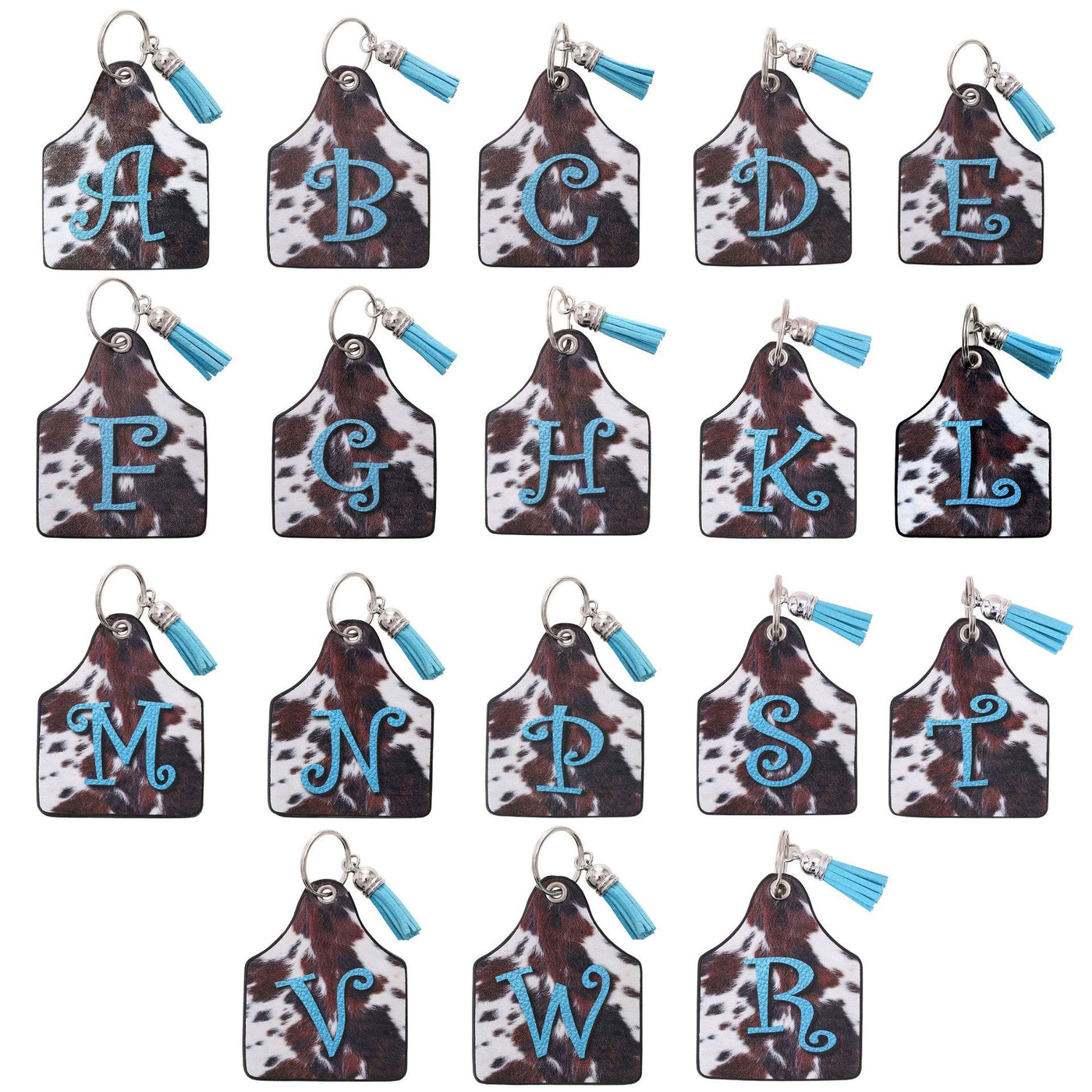 Western Cow Letter Print Pendant Horseshoe Buckle Keychain - image 5