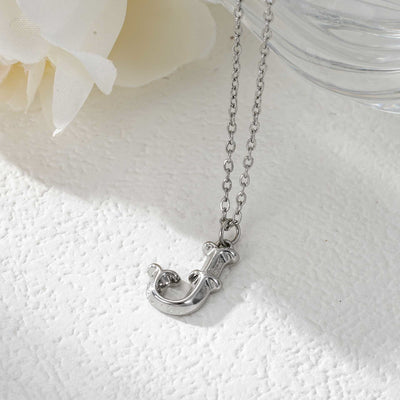 Elegant Golden & Sliver Letter Pendant Women's Necklace - Silver - J - image 37