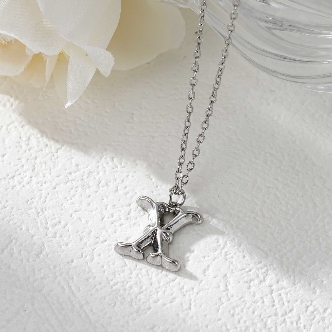 FREE Today: Elegant Golden & Sliver Letter Pendant Women's Necklace - Silver - X - image 51