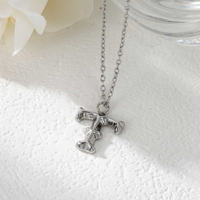 Elegant Golden & Sliver Letter Pendant Women's Necklace - Silver - T - image 47