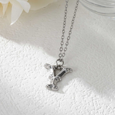 FREE Today: Elegant Golden & Sliver Letter Pendant Women's Necklace - Silver - Y - image 52