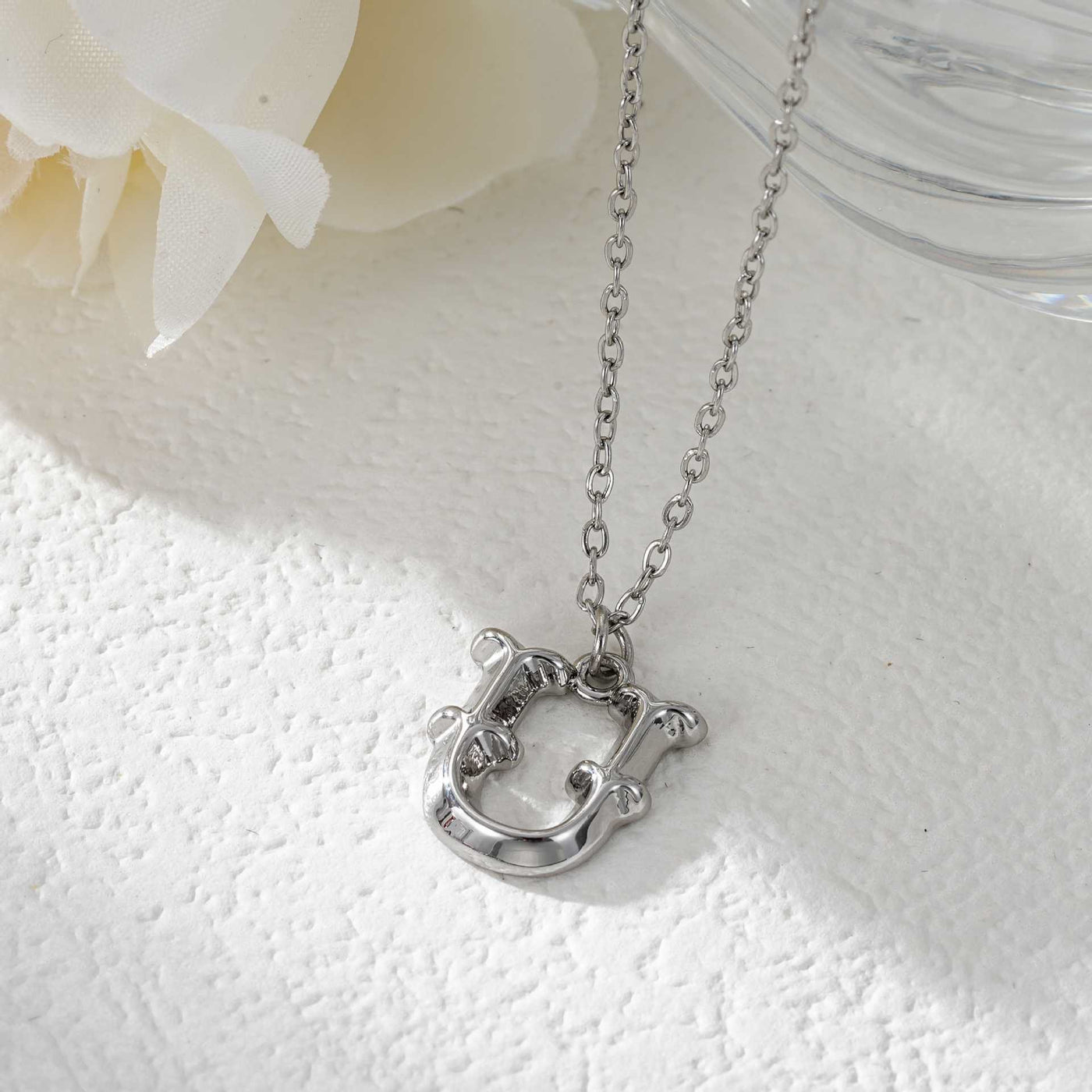 FREE Today: Elegant Golden & Sliver Letter Pendant Women's Necklace - Silver - U - image 48