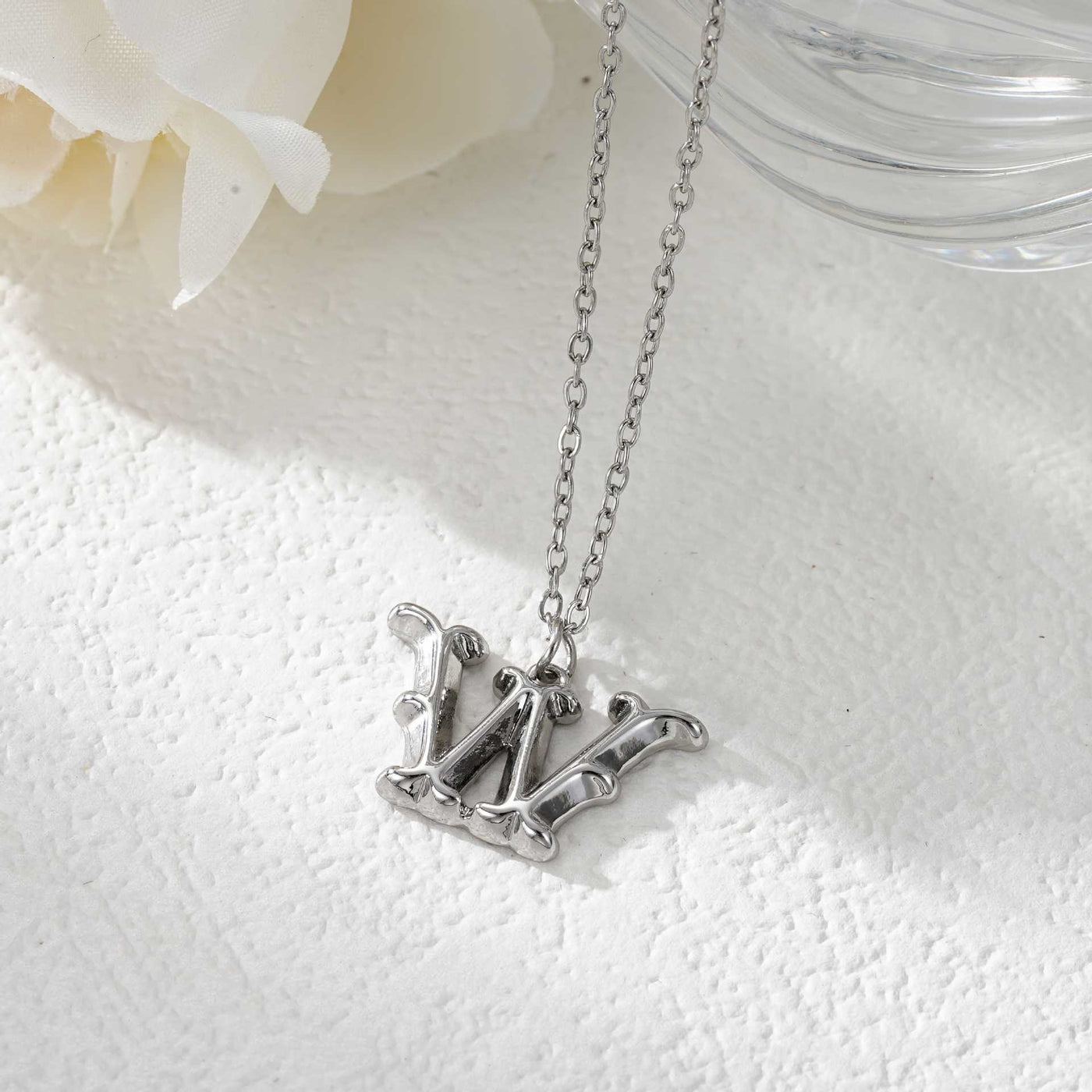 FREE Today: Elegant Golden & Sliver Letter Pendant Women's Necklace - Silver - W - image 50