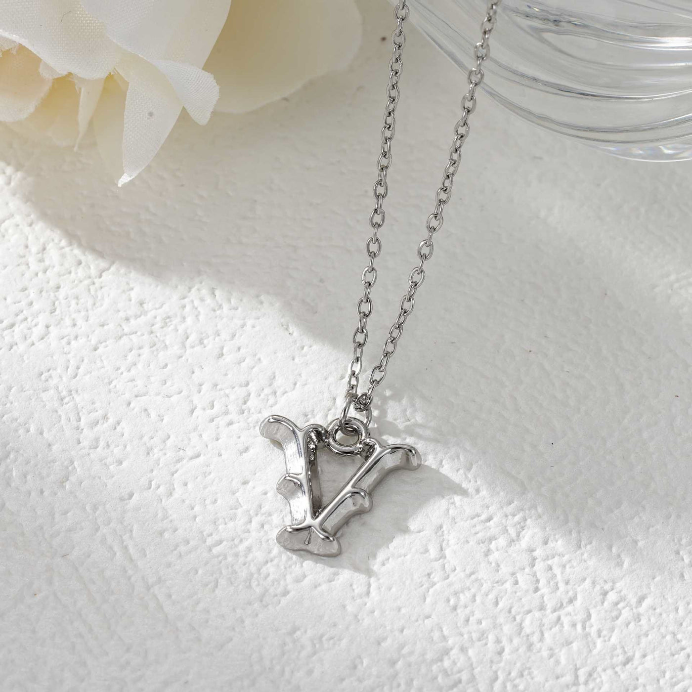 FREE Today: Elegant Golden & Sliver Letter Pendant Women's Necklace - Silver - V - image 49