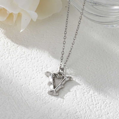 FREE Today: Elegant Golden & Sliver Letter Pendant Women's Necklace - Silver - V - image 49