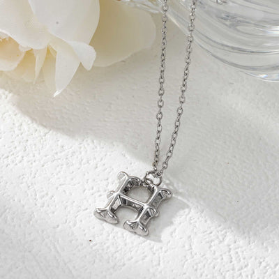 FREE Today: Elegant Golden & Sliver Letter Pendant Women's Necklace - Silver - H - image 35