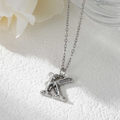 FREE Today: Elegant Golden & Sliver Letter Pendant Women's Necklace - Silver - K - image 38