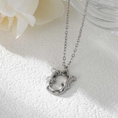 Elegant Golden & Sliver Letter Pendant Women's Necklace - Silver - U - image 48