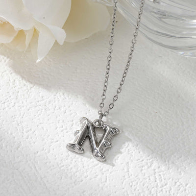 Elegant Golden & Sliver Letter Pendant Women's Necklace - Silver - N - image 41