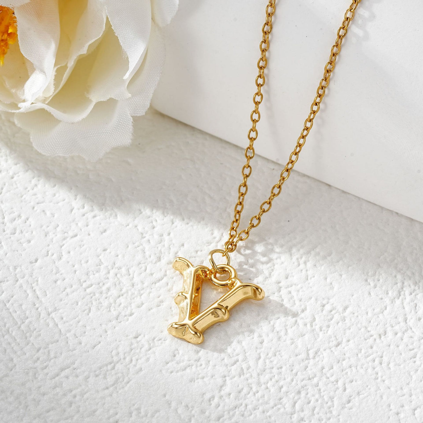 FREE Today: Elegant Golden & Sliver Letter Pendant Women's Necklace - Golden - V - image 23