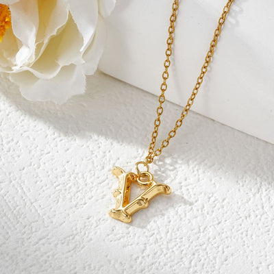 Elegant Golden & Sliver Letter Pendant Women's Necklace - Golden - V - image 23