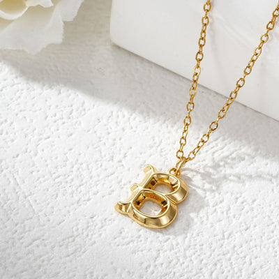 Elegant Golden & Sliver Letter Pendant Women's Necklace - Golden - B - image 3