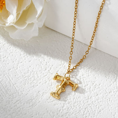 Elegant Golden & Sliver Letter Pendant Women's Necklace - Golden - T - image 21