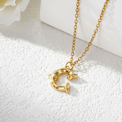 FREE Today: Elegant Golden & Sliver Letter Pendant Women's Necklace - Golden - C - image 4