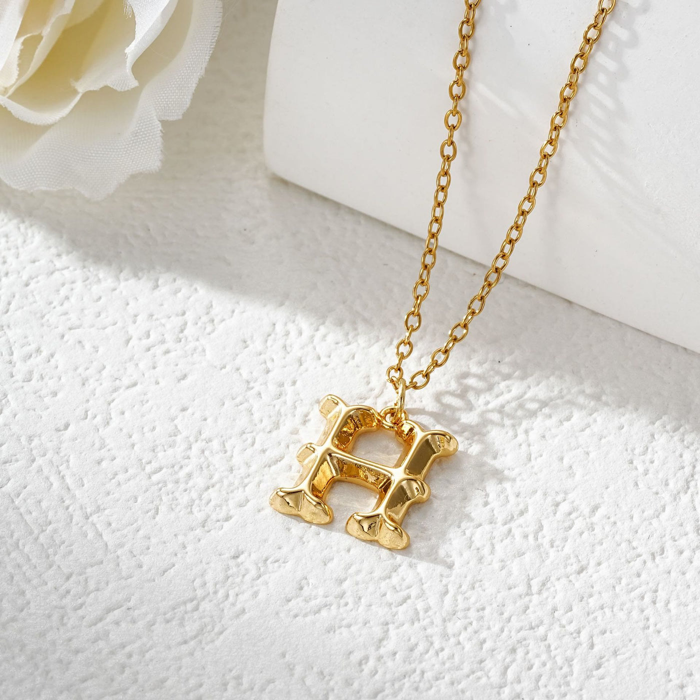 Elegant Golden & Sliver Letter Pendant Women's Necklace - Golden - H - image 9