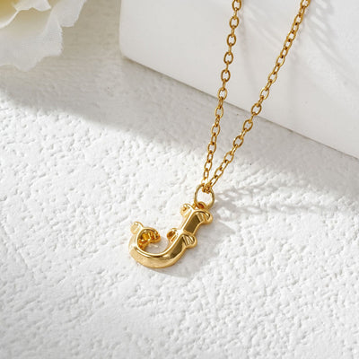 FREE Today: Elegant Golden & Sliver Letter Pendant Women's Necklace - Golden - J - image 11
