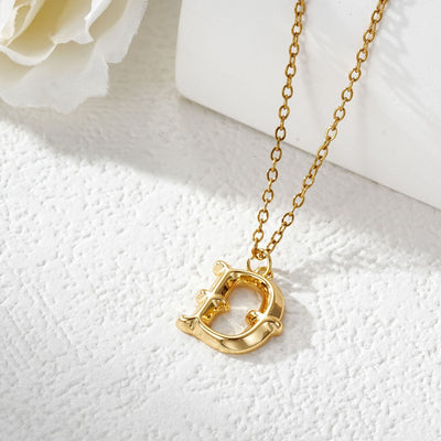 FREE Today: Elegant Golden & Sliver Letter Pendant Women's Necklace - Golden - D - image 5