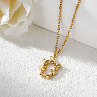 Elegant Golden & Sliver Letter Pendant Women's Necklace - Golden - U - image 22