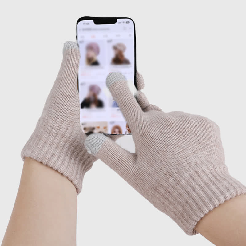 3Pcs Solid Color Knitted Beanie Hat Scarf Gloves Set - image 8