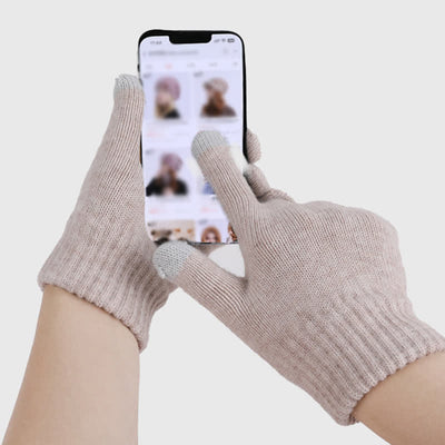 3Pcs Solid Color Knitted Beanie Hat Scarf Gloves Set - image 8