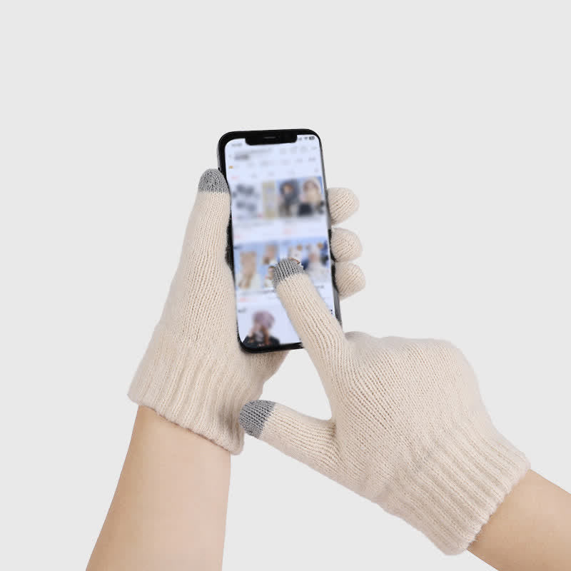 3Pcs Charming Wave Pattern Pom Pom Hat Scarf Gloves Set - image 2