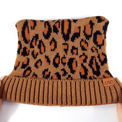 3Pcs Leopard Print Cute Cat Ear Hat Scarf Gloves Set - image 6