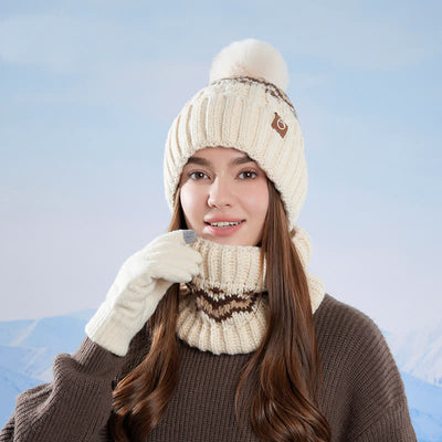 3Pcs Minimalist Style Hat Neck Gaiter Gloves Set - image 13