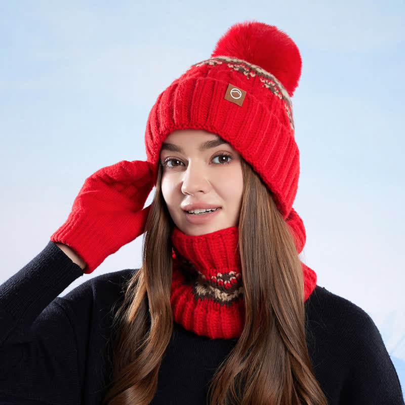 3Pcs Minimalist Style Hat Neck Gaiter Gloves Set - image 11