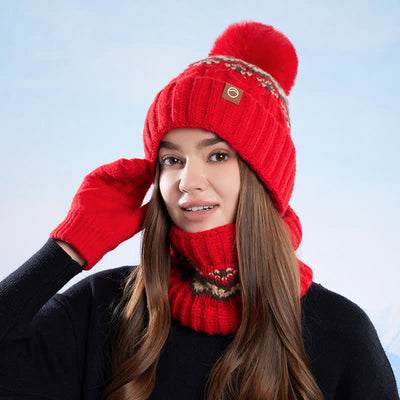 3Pcs Minimalist Style Hat Neck Gaiter Gloves Set - image 11