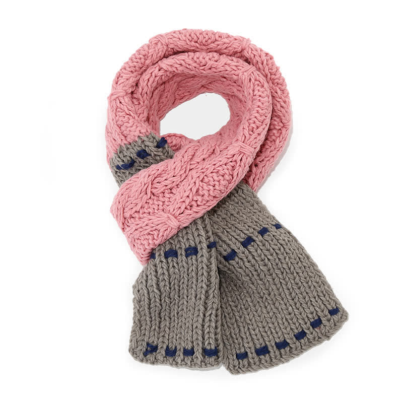 3Pcs Trendy Line Design Color-Blocked Hat Scarf Gloves Set - image 7