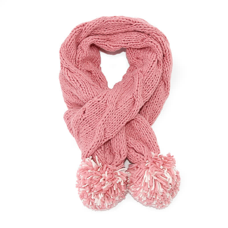 3Pcs Twist Design Hat Scarf Gloves Set With Pom Pom - image 16