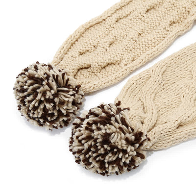 3Pcs Twist Design Hat Scarf Gloves Set With Pom Pom - image 11