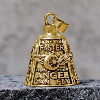 Angel Wing Wheel Lucky Bell Keychain For Riding - Golden - Pendant - image 5