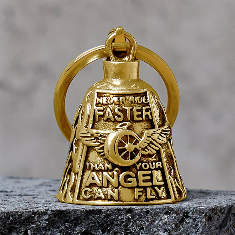 Angel Wing Wheel Lucky Bell Keychain For Riding - Golden - Keychain - image 4