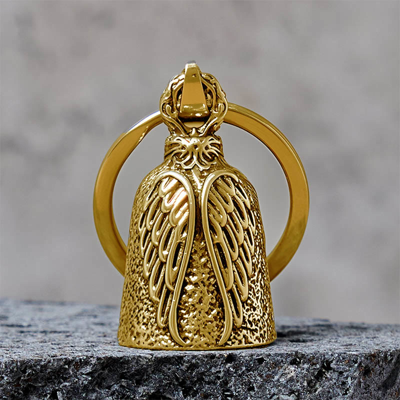 Vintage Angel Wing Motorcycle Bell Keychain - Golden - Keychain - image 4